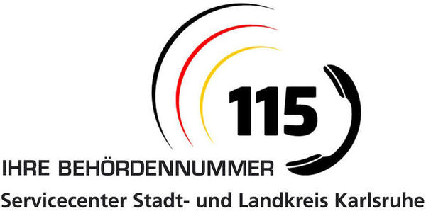 Bild vergrößern: Logo der Behrden-Rufnummer 115 als einheitliche Rufnummer fr den Stadt- und Landkreis Karlsruhe