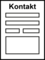Piktogramm zur Verdeutlichung von Inhalten in Leichter Sprache das ein Dokument mit dem Titel Kontaktformular zeigt
