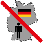 Piktogramm zur Verdeutlichung von Inhalten in Leichter Sprache das einen Kartenausschnitt von Deutschland mit einem roten Balken davor zeigt