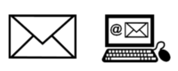 Piktogramm zur Verdeutlichung von Inhalten in Leichter Sprache das die 1kontaktaufnahme per Brief oder E-Mail zeigt