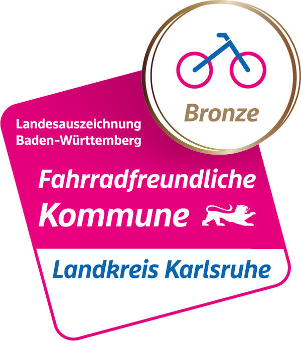 Bild vergrößern: Landesauszeichnung des Landkreises Karlsruhe  in Bronze als Fahrradfreundliche Kommune in Form eines Logos