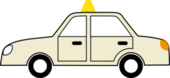 Piktogramm zur Verdeutlichung von Inhalten in Leichter Sprache das ein Taxi zeigt
