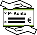 Piktogramm zur Verdeutlichung von Inhalten in Leichter Sprache, das zeigt, dass das Geld auf dem Pfändungsschutzkonto geschützt ist