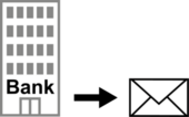 Piktogramm zur Verdeutlichung von Inhalten in Leichter Sprache, das zeigt, dass man Post von der Bank bekommt