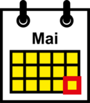 Piktogramm zur Verdeutlichung von Inhalten in Leichter Sprache, das einen Monat auf dem Kalender zeigt