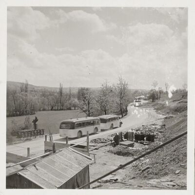 Bild vergrößern: Kreisstraßenbau in Heidelsheim, 1950er Jahre