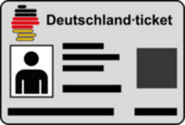 Piktogramm zur Verdeutlichung von Inhalten in Leichter Sprache, welches das Deutschlandticket zeigt