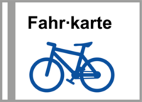 Piktogramm zur Verdeutlichung von Inhalten in Leichter Sprache, welches eine Fahrkarte f&uuml;r Fahrr&auml;der zeigt