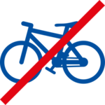 Piktogramm zur Verdeutlichung von Inhalten in Leichter Sprache, welches ein durchgestrichenes Fahrrad zeigt