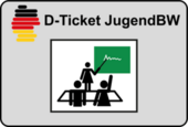 Piktogramm zur Verdeutlichung von Inhalten in Leichter Sprache, welches das D-Ticket JugendBW darstellt