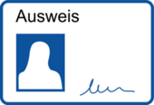 Piktogramm zur Verdeutlichung von Inhalten in Leichter Sprache, welches einen unterzeichneten Ausweis zeigt