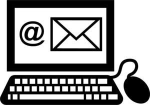 Piktogramm zur Verdeutlichung von Inhalten in Leichter Sprache, das einen Computer zeigt und auf eine E-Mail-Adresse hinweisen soll Piktogramm zur Verdeutlichung von Inhalten in Leichter Sprache, das einen Computer zeigt und auf eine E-Mail-Adresse hinweisen soll